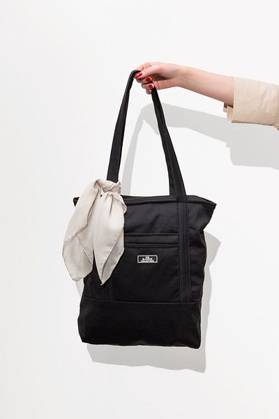 asya butik Geantă de mână și de umăr pentru femei din pânză neagră cu fermoar