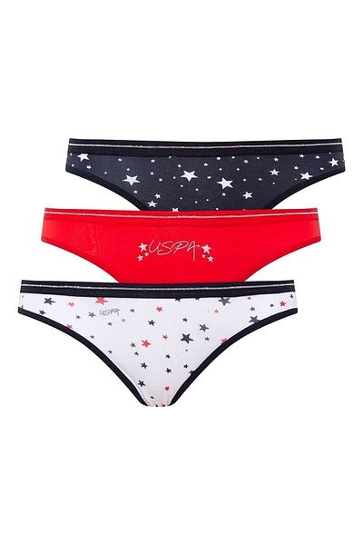 U.S. Polo Assn. - Women's White - Red - Navy Blue 3-Piece Slip