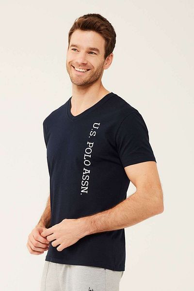 U.S. Polo Assn. Férfi sötétkék V-nyakú póló 18466
