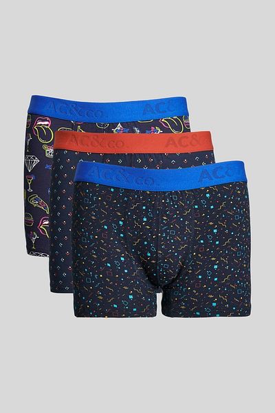 AC&Co / Altınyıldız Classics Ανδρικό Μπλε Navy Μπλε 3 τεμαχίων Βαμβακερό Ευέλικτο Πακέτο Boxer