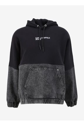 Karl Lagerfeld Jeans Gri Siyah Erkek Sweatsh rt 240D1808 KLJ BLOCKED DENIM HOODIE Fiyat Yorumlar Trendyol