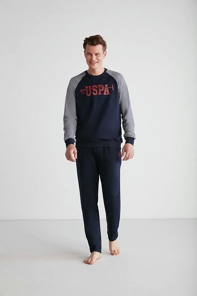 U.S. Polo Assn. - Ανδρικό σετ πιτζάμες με στρογγυλό γιακά Navy Blue 18712