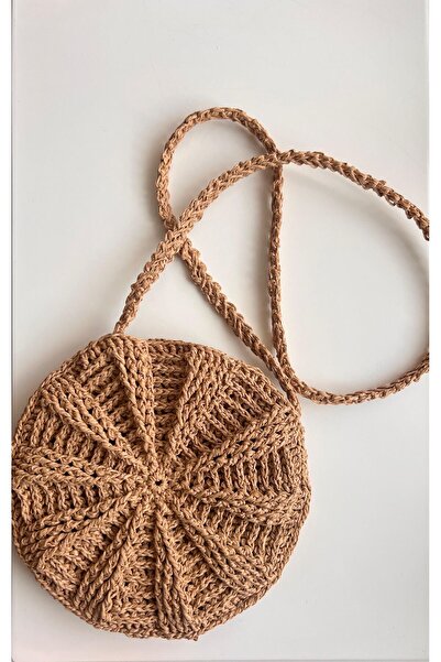 evlashop Hasır Dokumalı El Örgüsü Kağıt İp Çapraz Çanta, Handmade