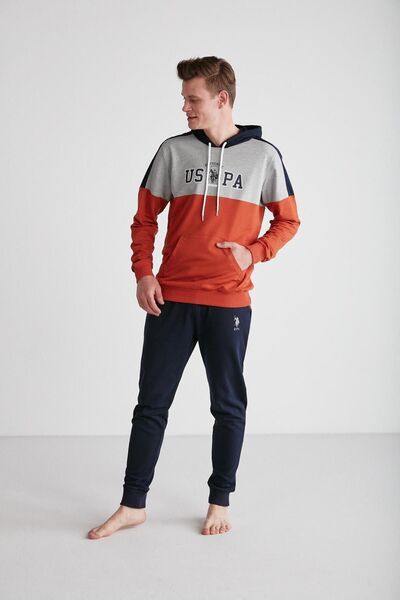 U.S. Polo Assn. U.S. POLO ASSN. - Erkek Kiremit Kapşonlu Pijama Takımı 024K.A1.8S7.TR1.APL.4.S