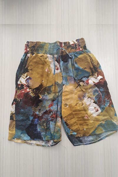 nasbina نسخة - شورت نسائي واسع مطاطي مطبوع بجيب من القطن الممشط