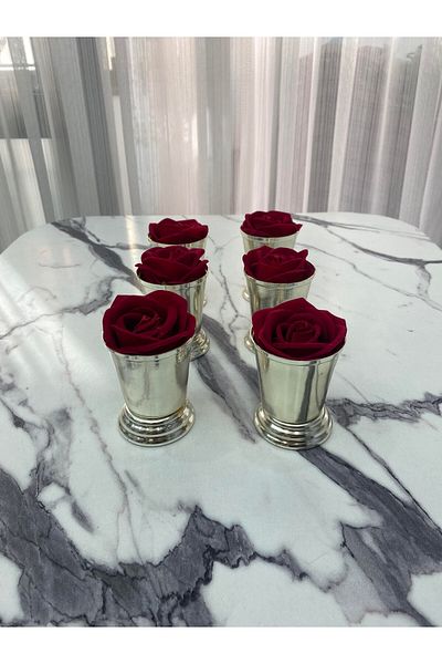 Mira züccaciye حامل عرض فضي مكون من 6 قطع - دلو ورد مزخرف (ROSE)