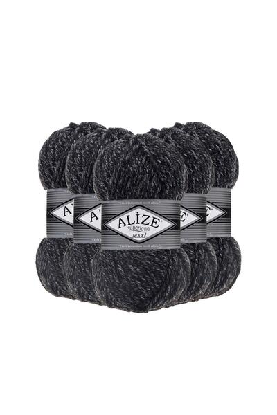 Alize Alize Superlana Maxi 5 штук пряжі для ручного в'язання - 800 Jaspe Antrasit