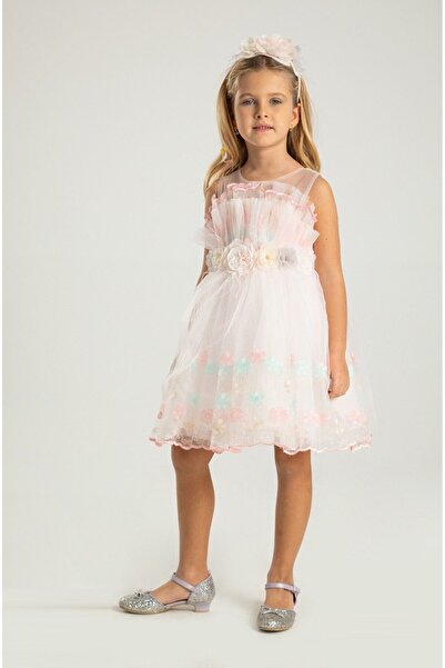 MONİTA Çiçek Detaylı Kız Çocuk abiye Elbise