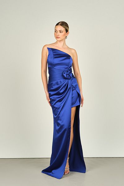 Carmen One Shoulder Saks Satin Evening Dress - 58366