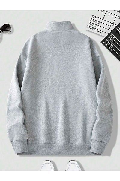 MOONBULL Φούτερ Unisex Oversize - Σταντ γιακά και Μισό Φερμουάρ