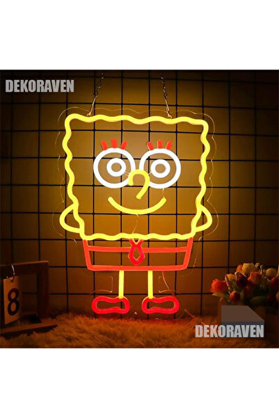 dekoraven Sünger Bob Neon Tabela Dekoratif Aydınlatma