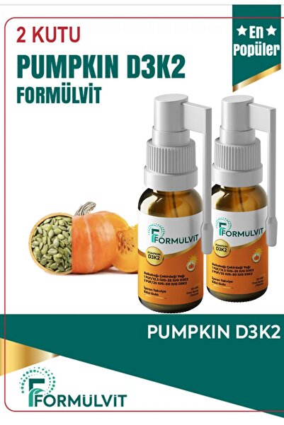 FORMÜLVİT D3k2 Sprey Bal Kabağı Çekirdeği Yağı Içeren Takviye 20 Ml 2 Kutu