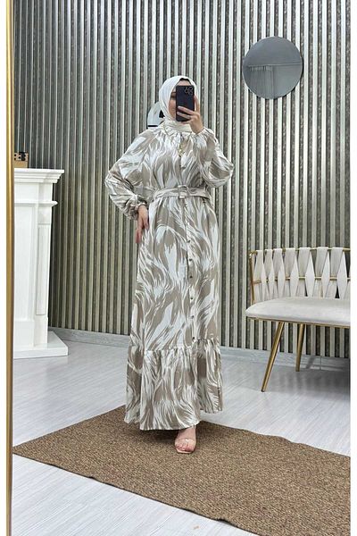 Moda Krash Viscose Summer Dress - Loose Fit, Belt Detail