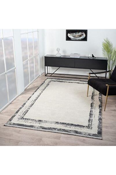 Çam Halı Mona Vs004g Krem Antrasit Modern Desen Salon Halısı