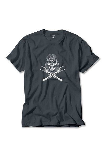 Z zepplin Cowboy Rock N Roll Skull - Smoked T-Shirt