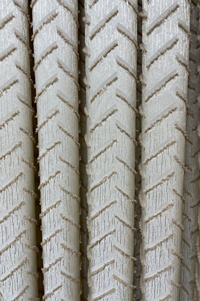 Cortibo Harmony Series Tasseled Background Curtain Cream & Beige - 2 Sparse Pleats in 1