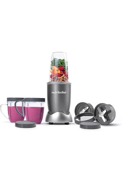 Nutribullet 600 واط، ملحقات 9 قطع، خلاط عالي السرعة، نظام الخلاط، صانع العصير، رمادي