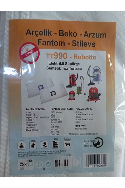 Arçelik كيس غبار من القماش Tt990-robotto 5 قطع (عبوة واحدة)