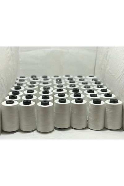Lider White 50 Pieces Polyester Sewing Thread - Package Quantity 120 No 5000m