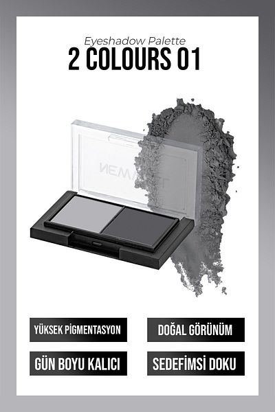 New Well 2-Piece Eyeshadow Palette Porcelain Make Up - No01