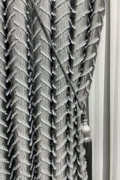 Cortibo Harmony Series - Gray Tufted Background Curtain with 1 to 2 Sparse Pleats
