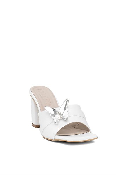 MİSS PARK MODA Papuci cu toc pentru femei Miss Park Fashion albi - PM161 K420