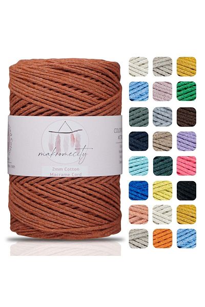 Makromecity Premium Koton Βαμβακερό Μακραμέ Σχοινί Πλακάκι 200 gr 150 Μέτρα 2mm Βαμβακερή Αλυσίδα Μακραμέ Τσάντα Σχοινί Supla