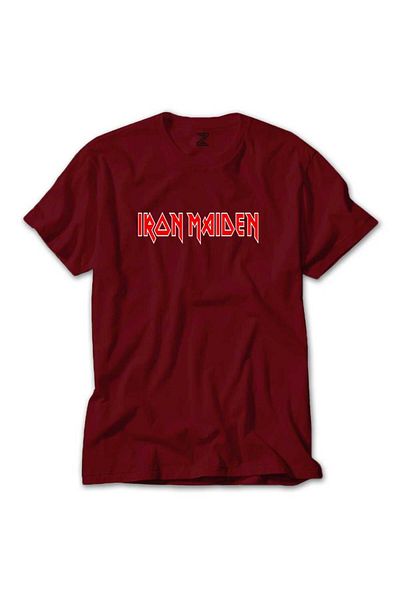 Z zepplin Iron Maiden Red T-Shirt - Σχέδιο κόκκινου κειμένου