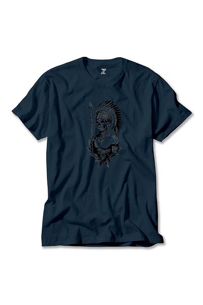 Z zepplin T-shirt Skull Warriors Native American Navy Blue