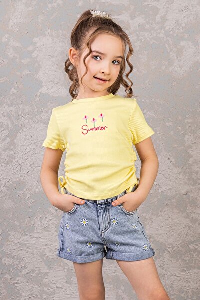 DMB BOYS & GIRLS Embroidered Short Sleeve Camisole Blouse - Side Lace Up
