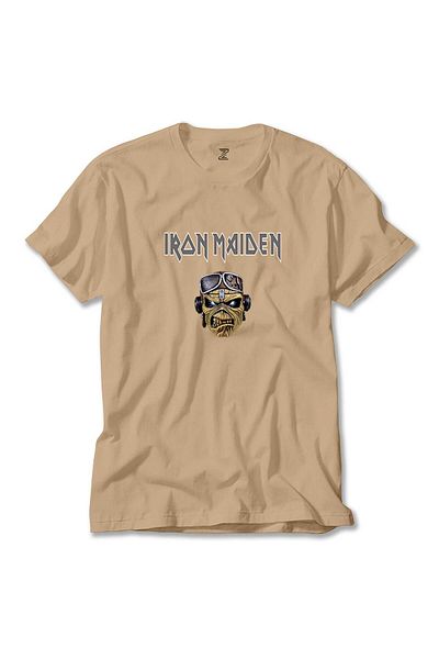 Z zepplin Κρεμ μπλουζάκι με υφή προσώπου Iron Maiden Zombie