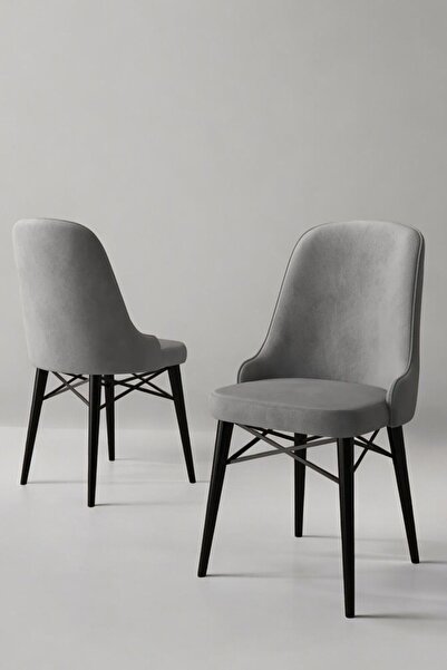 Sar Pakete Nova Serisi, 1 Adet Gri Mutfak Sandalyesi, Siyah Gürgen Ayak, 1. S...