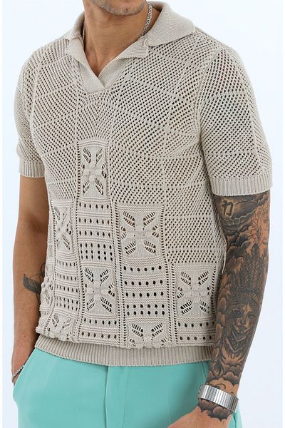 King Brothers Men's Cotton Polo Neck Regular Fit Knitwear T-shirt