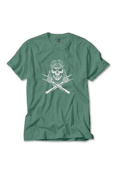 Z zepplin Μπλουζάκι Cowboy Green Skull Rock N Roll