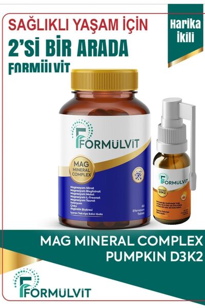FORMÜLVİT Mag Mineral Complex ve Pumpkın D3K2 Bal Kabağı Çekirdeği Yağı İçeren Takviye