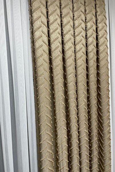 Cortibo Harmony Series Beige Background Curtain - 2 Sparse Pleats in 1