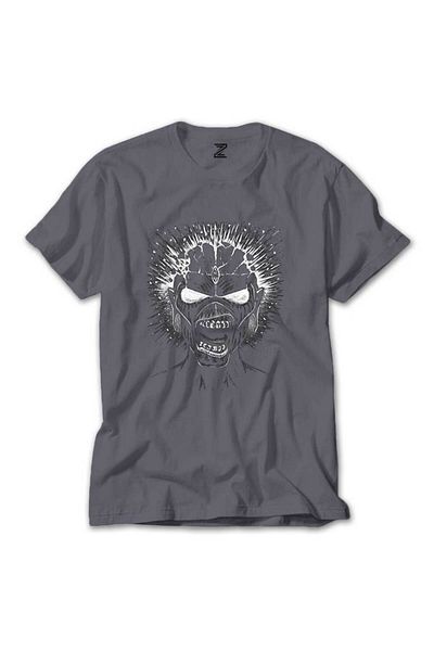 Z zepplin Tricou gri cu model Iron Maiden Skull