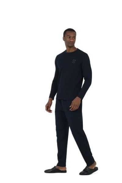 D'S Damat Σετ ανδρικές πιτζάμες Navy Blue - Ποδηλατικό λαιμόκοψη, Σετ 4 τεμαχίων