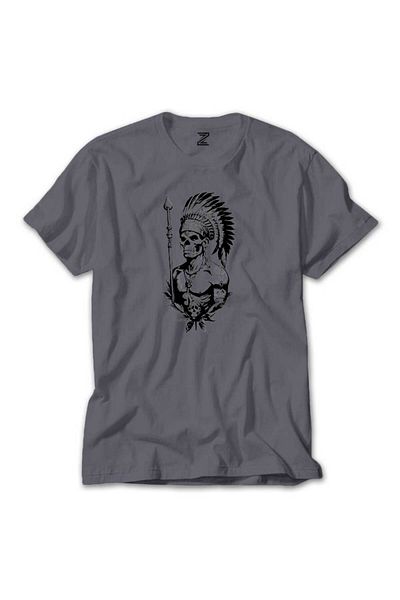Z zepplin Skull Warriors Native American Grey T-shirt