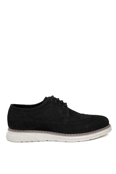 Ayakkabı Fuarı Elit 24YNbl1062N - Ανδρικά μαύρα παπούτσια casual από γνήσιο δέρμα