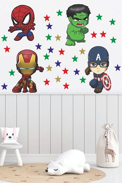 Sepet Yıldızı Autocolant de perete pentru camera copiilor Avengers Baby Heroes