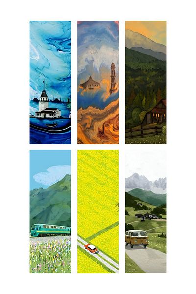 tsugame Σετ σελιδοδεικτών δώρου Special Design Landscape 6 τεμαχίων