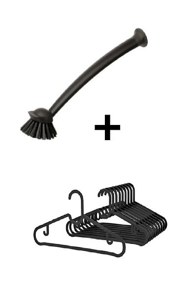 IKEA Ikea Rınnıg 10 Pieces Black and Clothes Hanger - Plastic Dish Brush with Suction Cup
