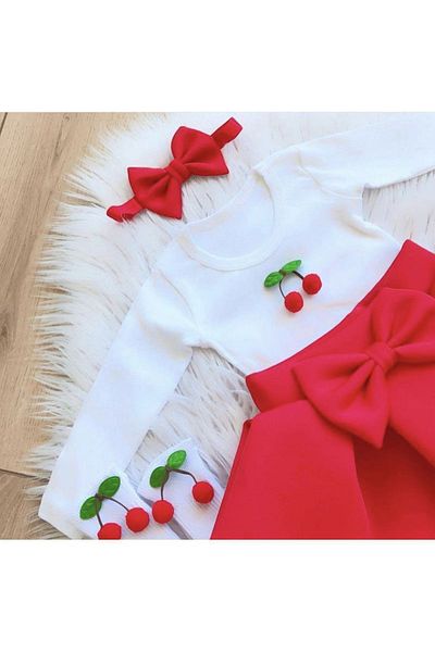 Kokosh kidss Girl's red skirt and cherry set