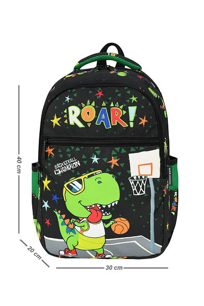 Black Bear New Season Orthopedic Dinosaur Patterned School and Lunch Box Set