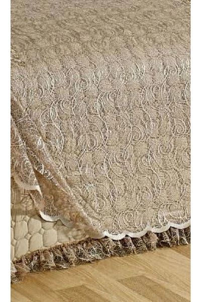 BALADI HOME High Quality 4 Piece Dowry Bed Cover - French Lace and Quilted Goncagül