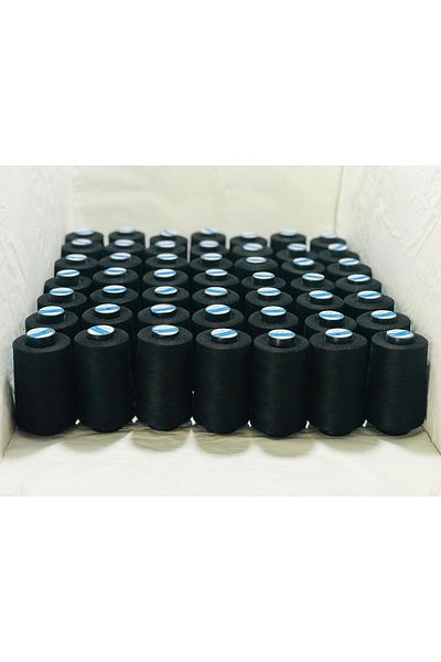 Lider Black Polyester Thread - 50 Pieces Box Set, 120 No 5000Mt