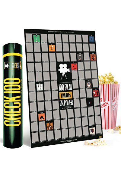 Check100 IMDb TOP 100 Kazıkazan Film Posteri, Kazınabilir Poster, En İyi 100 IMDb Filmi, Kolayca Kazınabilir