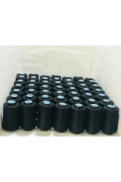 Lider Black Polyester Thread - 50 Pieces Box Set, 120 No 5000Mt