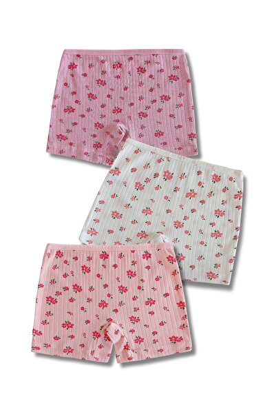 Perakids %100 Pamuklu Kız Çocuk Fitilli Kaşkorse Boxer Külot İç Çamaşır 3lü Set